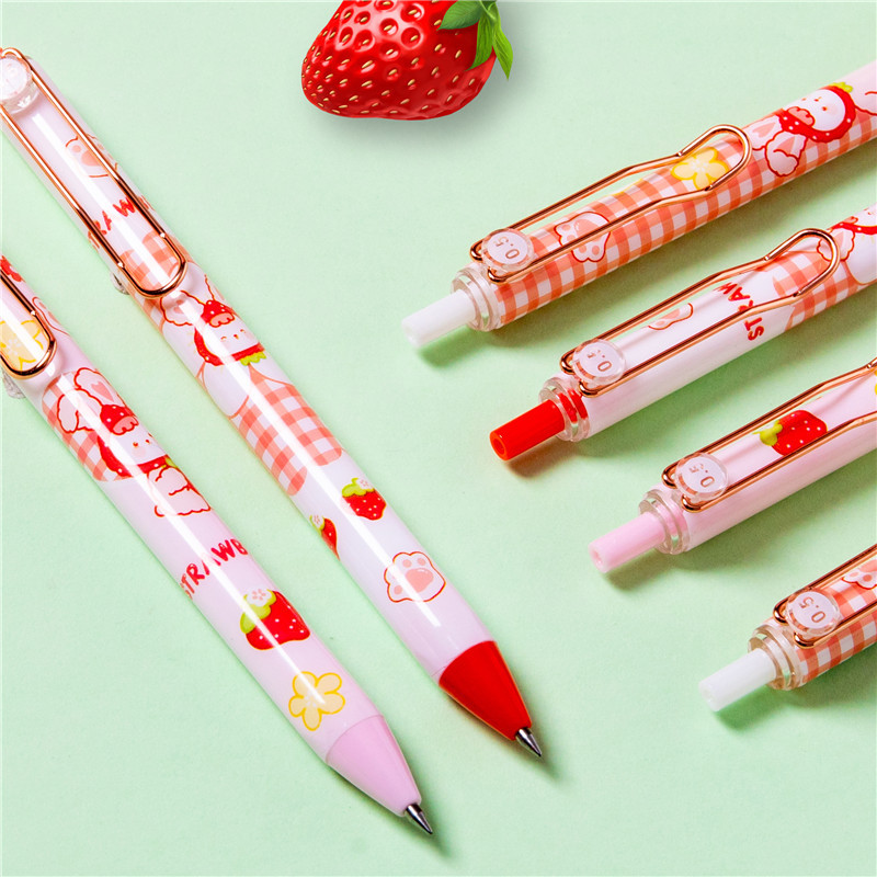 Pluma de estudiante creativa negra, bala de 0,5mm, pluma de góner de prensa, pluma negra, Jane Dan, mermelada cultural y creativa, conejo a granel