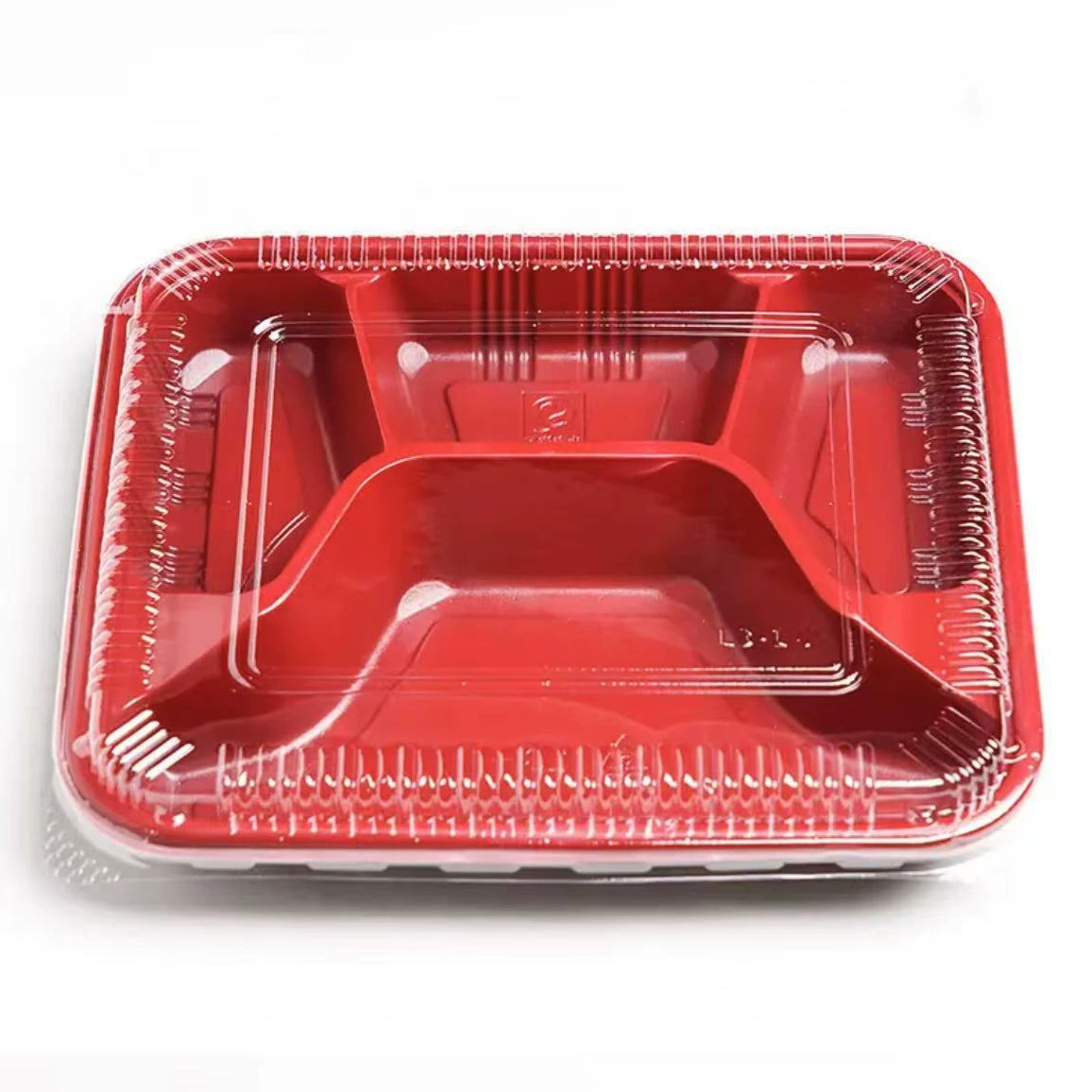 ОдноразоваяLunch box с секциями пластиковая упаковочная коробка черная и красная 3, 4 секций, многосекционная коробка для блюд на вынос, пять секций для еды на вынос