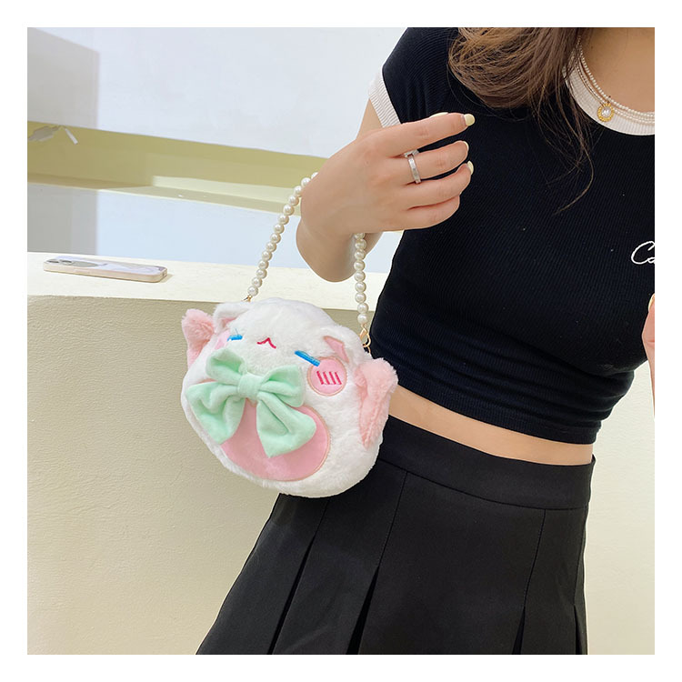 2022 New plush doll, cute Maneki Neko crossbody bag for girls, children's cartoon parent-child women's bag undefined
