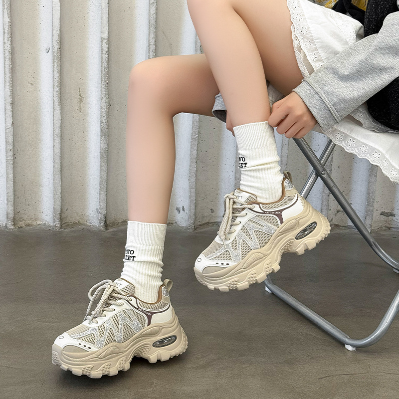 厚底增高老爹鞋女2025秋新款轻便透气休闲运动鞋小个子舒适慢跑鞋|undefined
