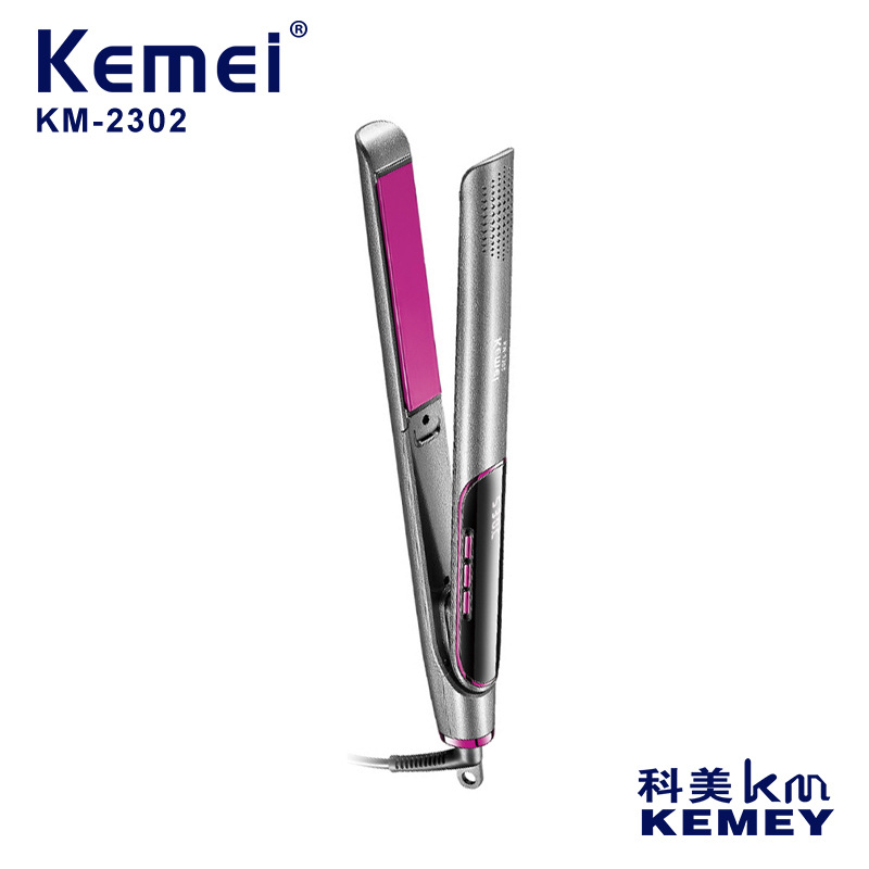 Kemei nueva temperatura constante plancha de pelo iones negativos húmedo y seco portátil perezoso flequillos perm férula image 3