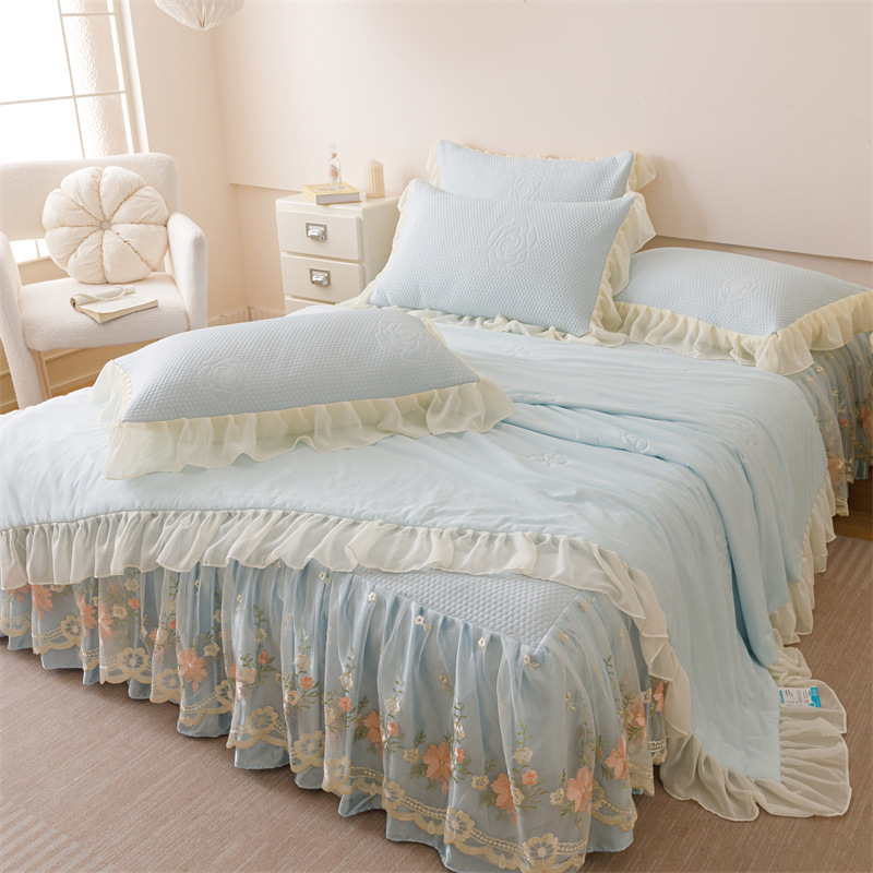 A类床裙冰豆豆凉席冰丝软席床幔凉席夏被四件套可折叠水洗薄被子