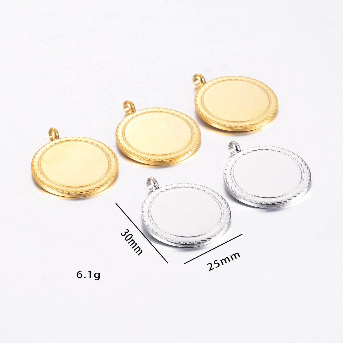 73g Weight PVD Coated Gold Plating Process 1 Piece 25 * 30mm 304 Stainless Steel Geometric Customization Laser Engraving Pendant DIY Jewelry Accessories
