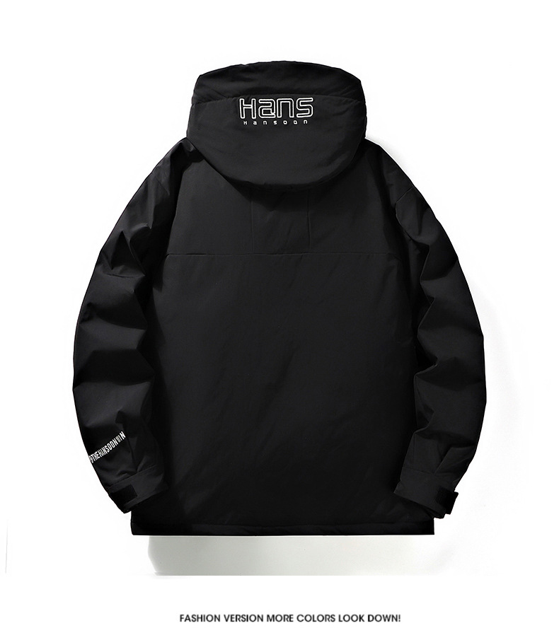 Veste en coton chaude à capuche pour homme, nouvelle marque tendance, coupe-vent et imperméable, couleur contrastée, automne hiver_voghion.com