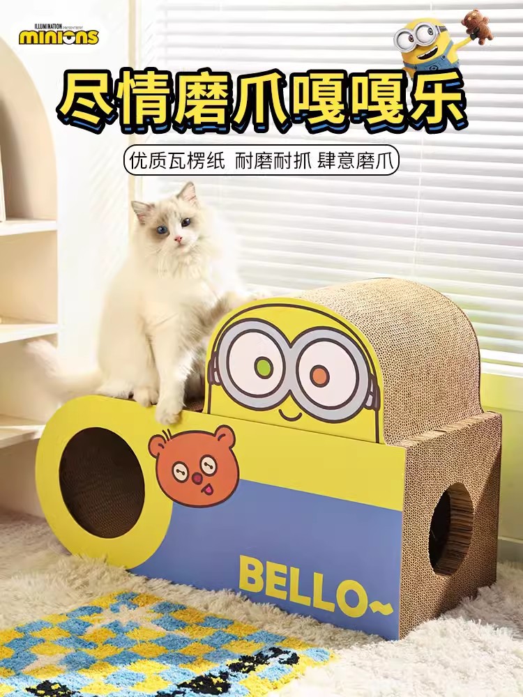 Pet minions serie dormir tablero del rasguño gato self-Hola resto integrado catch Board británico corto gato de molienda garra aliviar congestible juguete