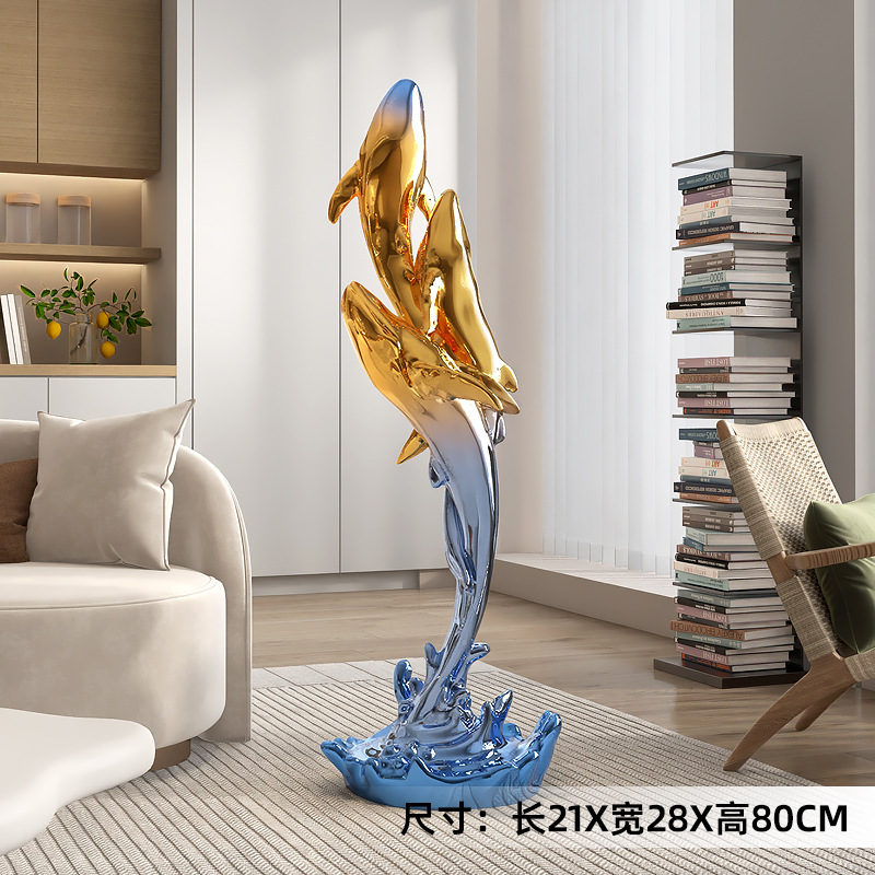Art de escultura de ballenas de lujo ligero gran lámpara de piso artesanía decoración para el hogar decoración sala de estar TV gabinete junto al sofá