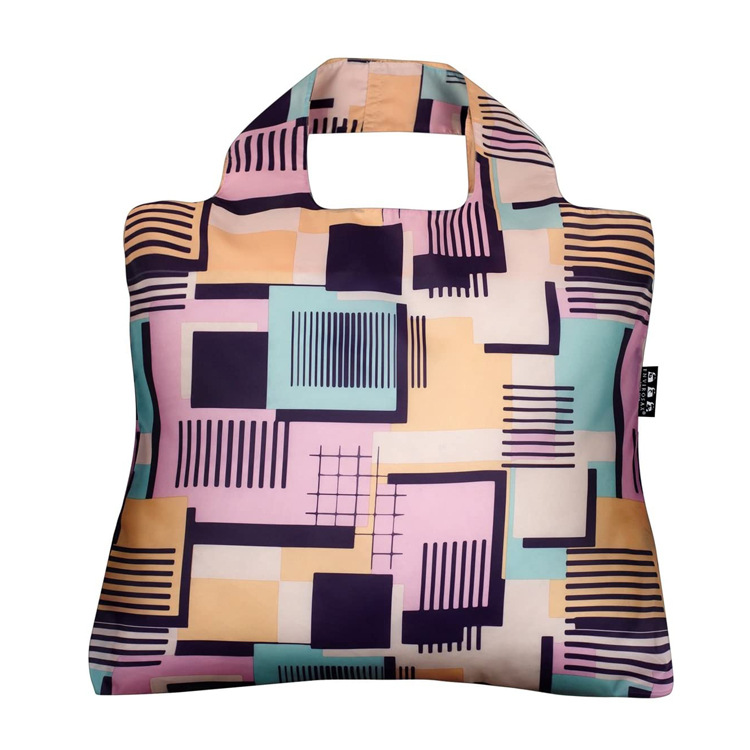 折叠式涤纶袋便捷折叠袋满版花色双层手提涤纶袋折叠手提袋批发