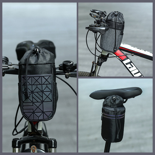 Multifunctional cycling water bottle bag, mountain folding bicycle handlebar insulated water bottle bag, mobile phone bag, unisex