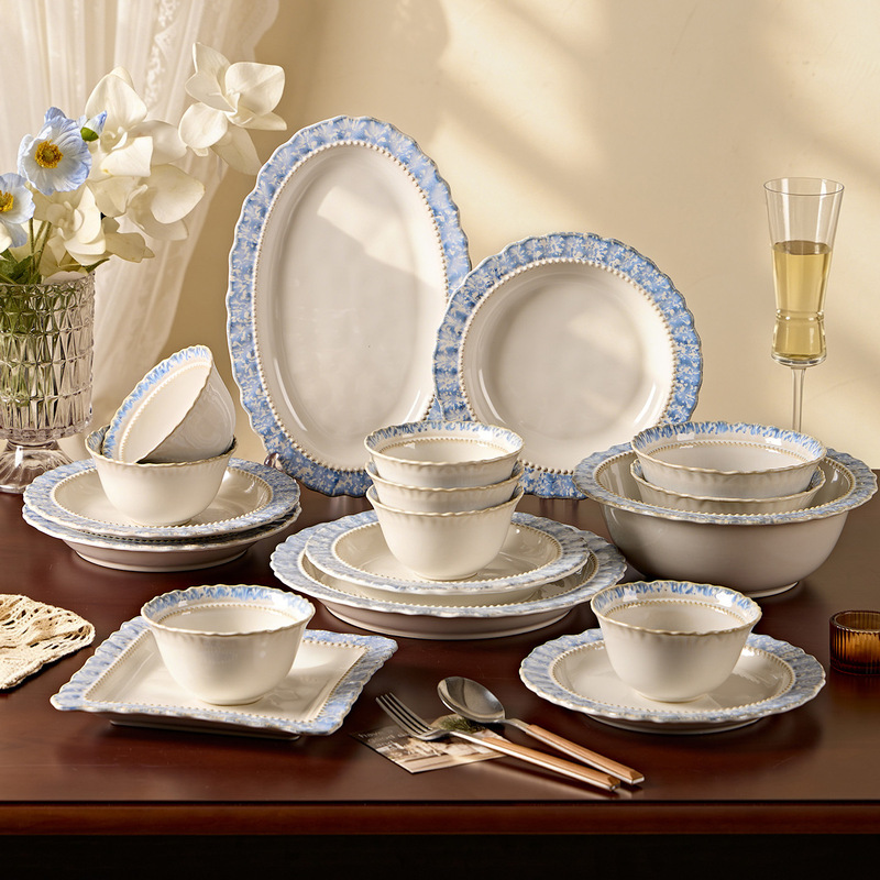 French-Style Tableware and Dishware Set for Home Use, Floral Ceramic Plates, Vintage Embossed Plates, Light Luxury, High Aesthetic Value, Housewarming Gift French-Style Tableware and Dishware Set for Home Use, Floral Ceramic Plates, Vintage Embossed Plates, Light Luxury, High Aesthetic Value, Housewarming Gift