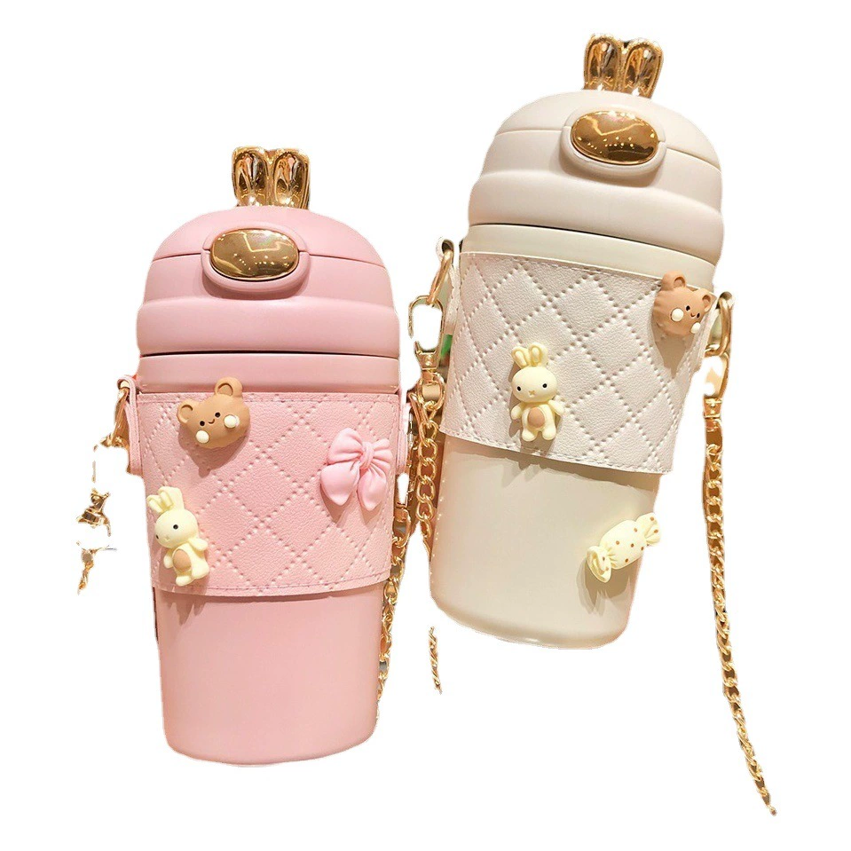 Термос-чашка Женская высокоценная Студенческая простая чашка для воды из нержавеющей стали 304 портативная маленькая соломенная чашка в стиле аромата