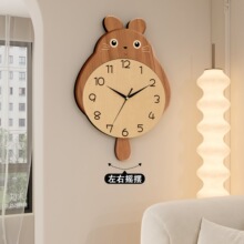 龙猫静音挂钟装饰餐厅新款钟表创意客厅时钟挂墙摇摆石英钟免打孔