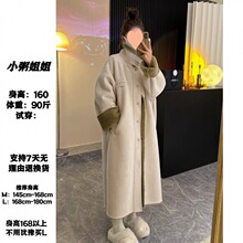 同款韩版时尚加绒加厚长款环保皮毛一体外套保暖大衣女