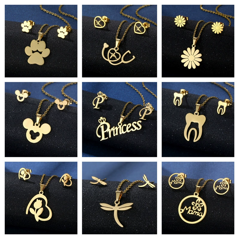 Южноамериканский глянцевый комплект ожерелья и сережек, европейский и американский женский нишевый дизайн, ювелирные изделия на цепочке на ключице, оптовая продажа