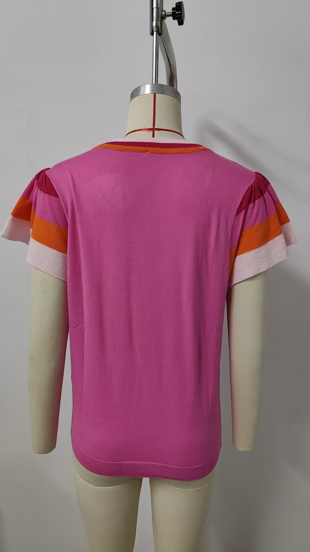 Women Clothing Summer Pullover round Neck Knitted Top Sweater with Short Sleeves
