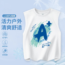 男童纯棉背心2025款圆领套头衫卡通印花夏季宽松透气儿童无袖上衣