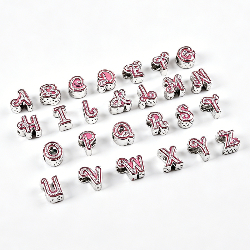 Direct Sales from the Source Manufacturer: Alloy Letter Beads with Rhinestones, Pandora-Style Large Hole DIY Bracelet Accessories