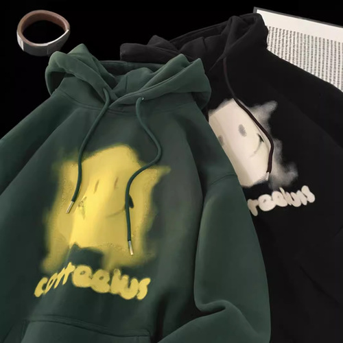 Men's Hooded Sweatshirt Autumn/Winter American Retro Heavyweight Fleece Casual Outerwear Brand Fashion Loose Sweatshirt