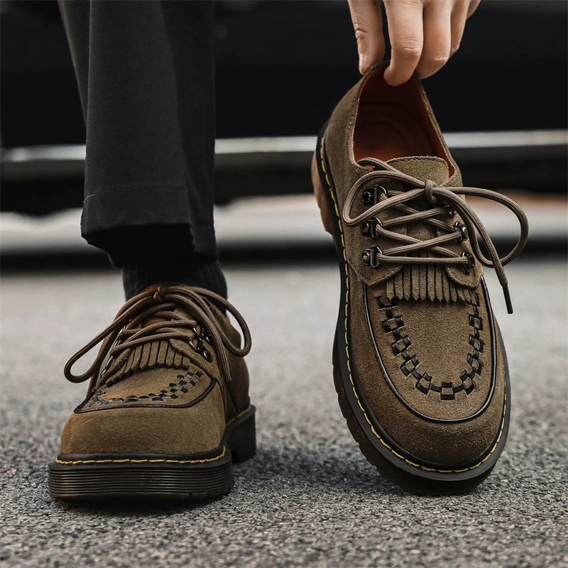 Весенняя и осенняя обувь с кисточками и круглой головой Lefu, матовая говядина, бархатная мужская одиночная обувь Birken обувь английская кожаная обувь