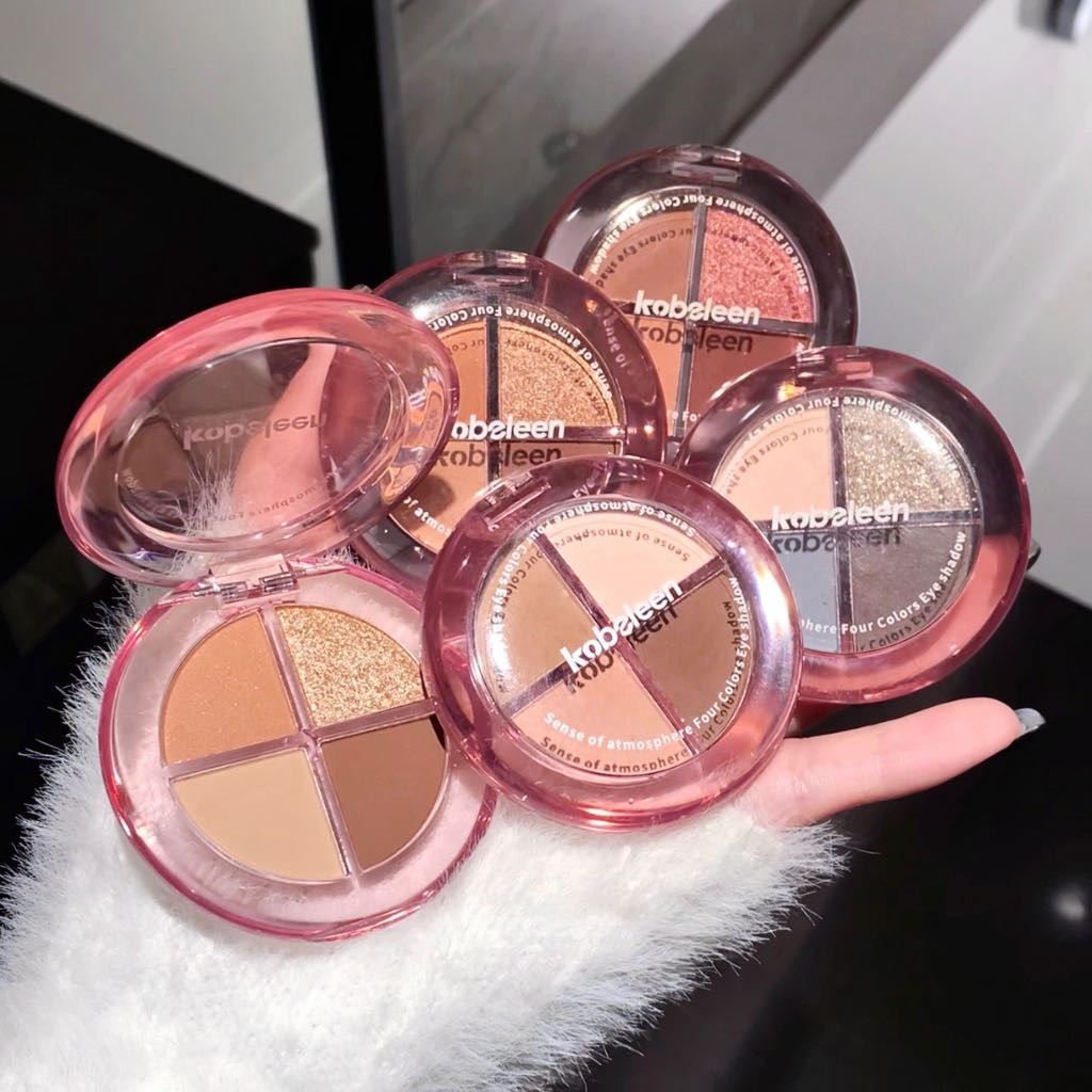 Kobeleen sentido de la atmósfera, sombra de ojos de cuatro colores, desarrollo de color delicado, baja saturación, color de la tierra, brillo, sombra de ojos sin manchas