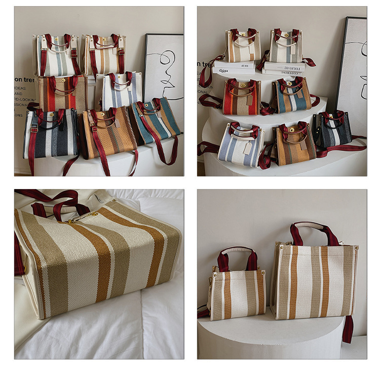 Grote canvas draagtas voor dames denim schoudertas vintage stijl_voghion.com