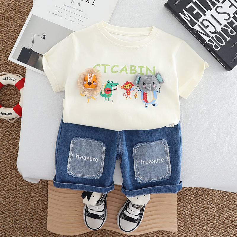 Bestseller per bambini, cartone animato, manica corta, 2026, nuovo ed elegante set estivo da due pezzi per bambini da 1 a 5 anni ALYCExiyuebaobao_voghion.com