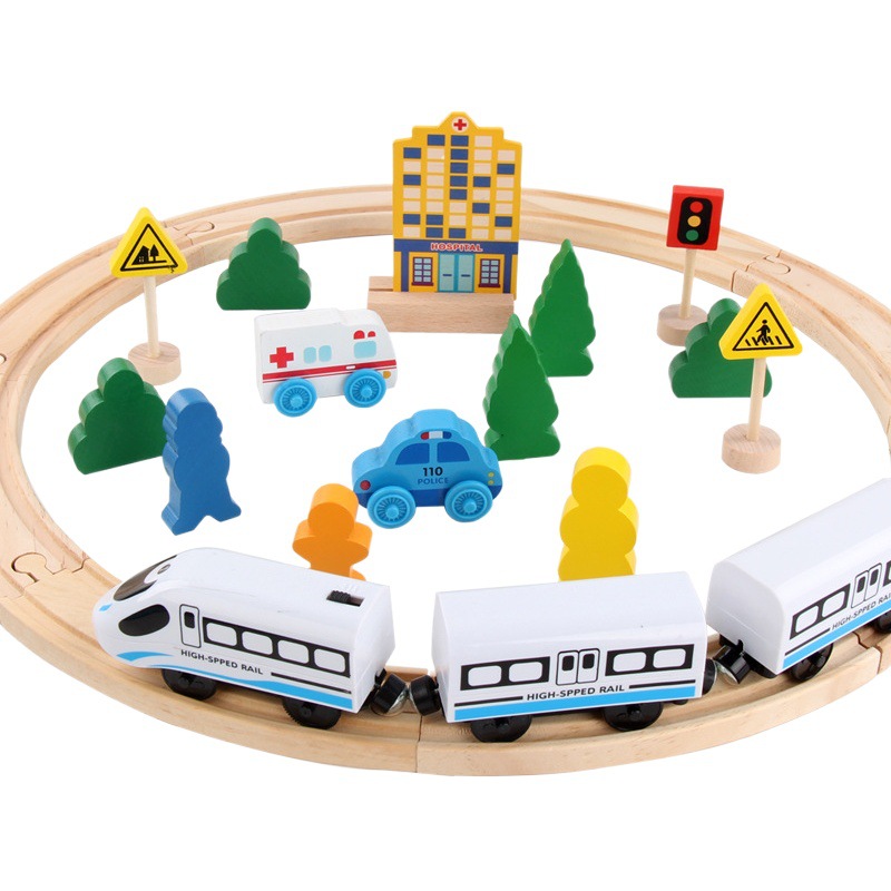 Magnética pequeña locomotora de madera Thomas tren ferroviario eléctrico juguetes educativos para niños diversión
