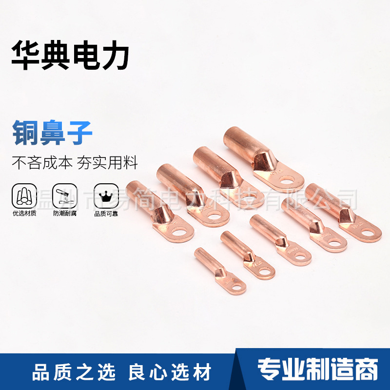 电力金具DT系列平方线端子铜鼻子铜接线端子铜鼻铜线耳DT系列端子