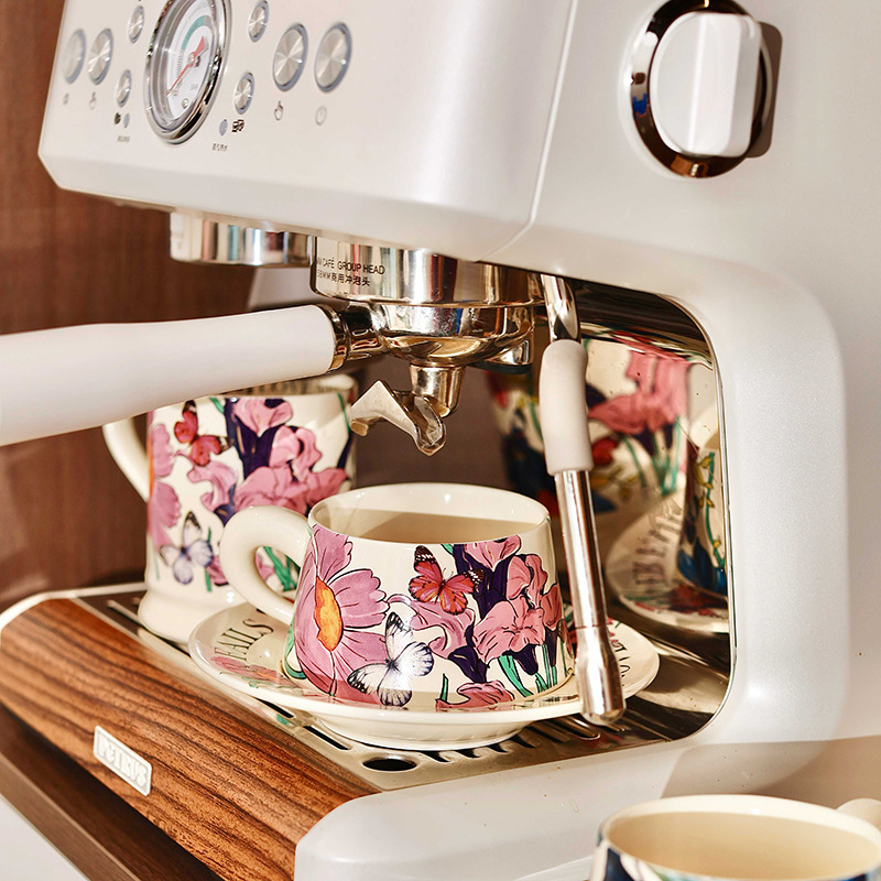 Tazas de cerámica retrógrada francesa, regalo de mano, tazas de café mariposa, tazas de café, restaurantes de oficina, tazas de agua potable para niñas