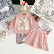 2024秋冬新款女童毛衣套装韩版可爱卡通玩偶针织套装两件潮