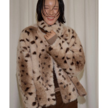 UNITY MODE 豹纹环保皮草短外套女冬设计感小众气质上衣251376