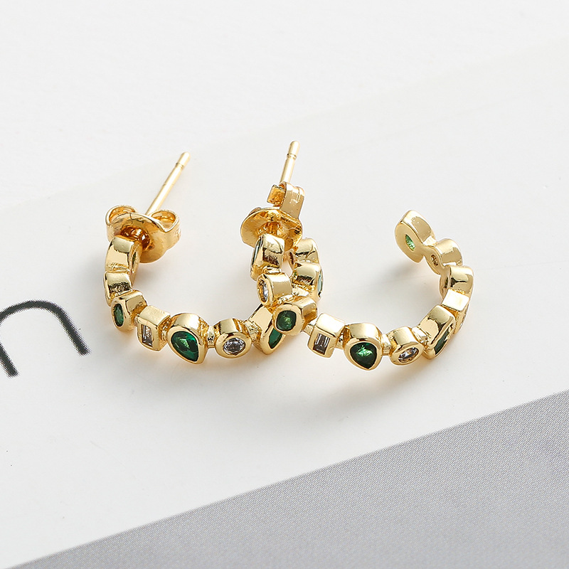 304 Stainless Steel Material 1 Pair Modern Style Classic Style Geometric 304 Stainless Steel Zircon Ear Studs