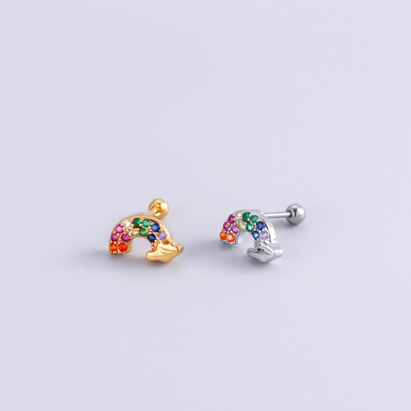 3g Weight 1 Piece Ear Cartilage Rings & Studs Fashion Devil'S Eye Flower 316L Stainless Steel  Copper Inlaid Zircon