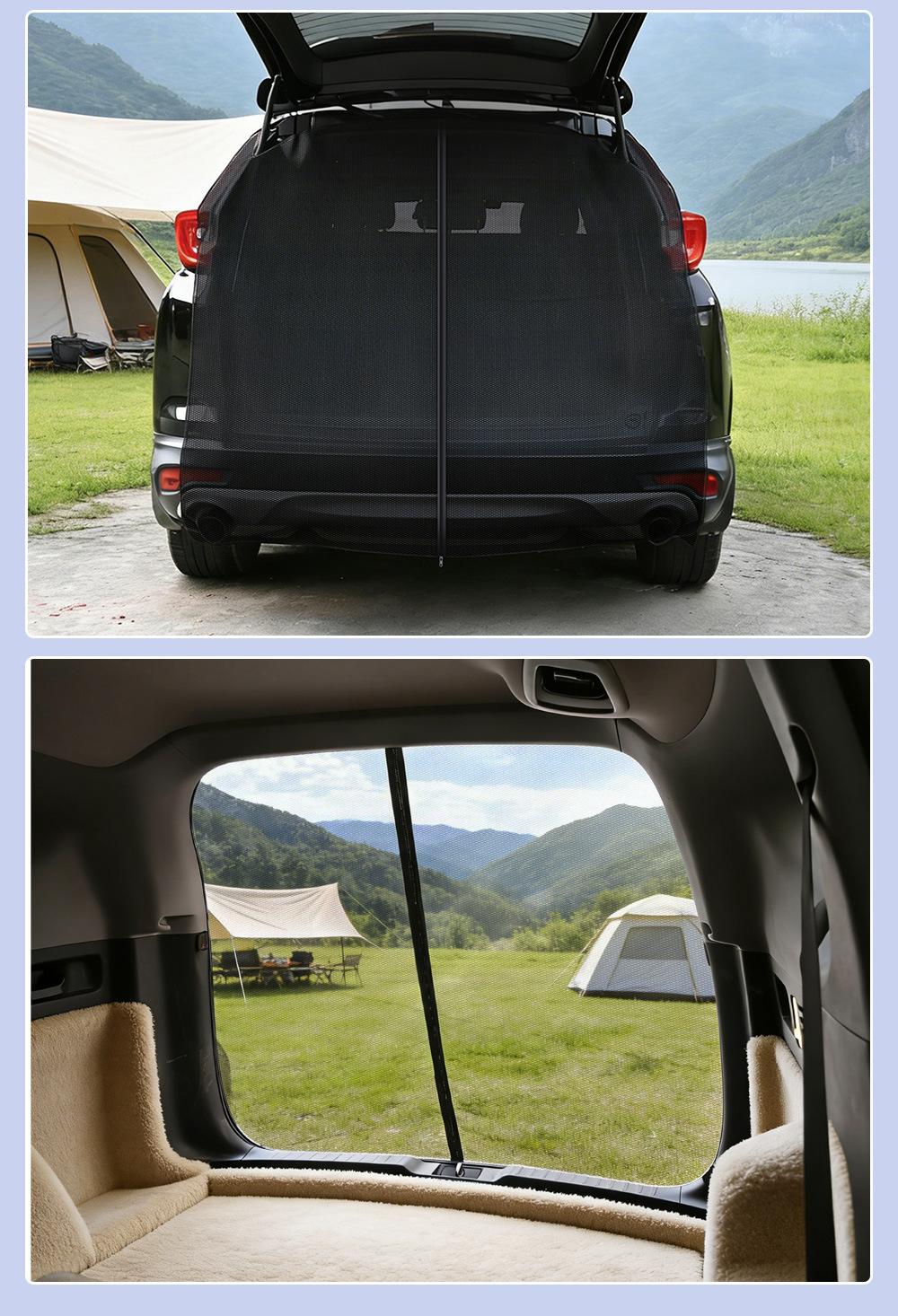 Cross-Border Car Gauze Curtain Trunk Mosquito Net Magnetic Hook Ventilation Sunshade Mesh Door Curtain Camping Outdoor