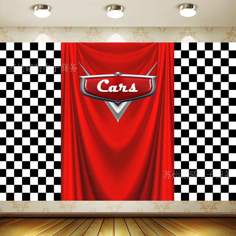 New cartoon car story Lightning McQueen theme birthday photography background cloth cross-border banner