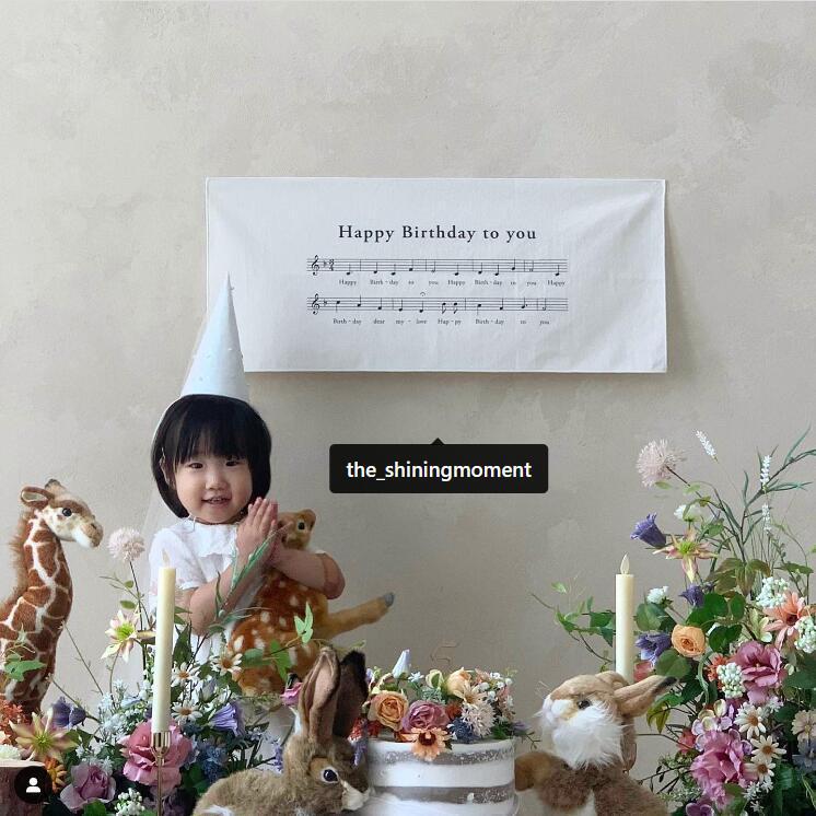Ins-Style Musical Note Letter Banner Tapestry Japanese-Style Children's Birthday Party Decoration Backdrop Hanging Cloth