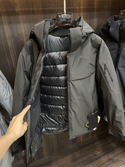 鸟家买菜Mcai防水保暖可脱卸连帽滑雪羽绒服男款户外冲锋衣羽绒服