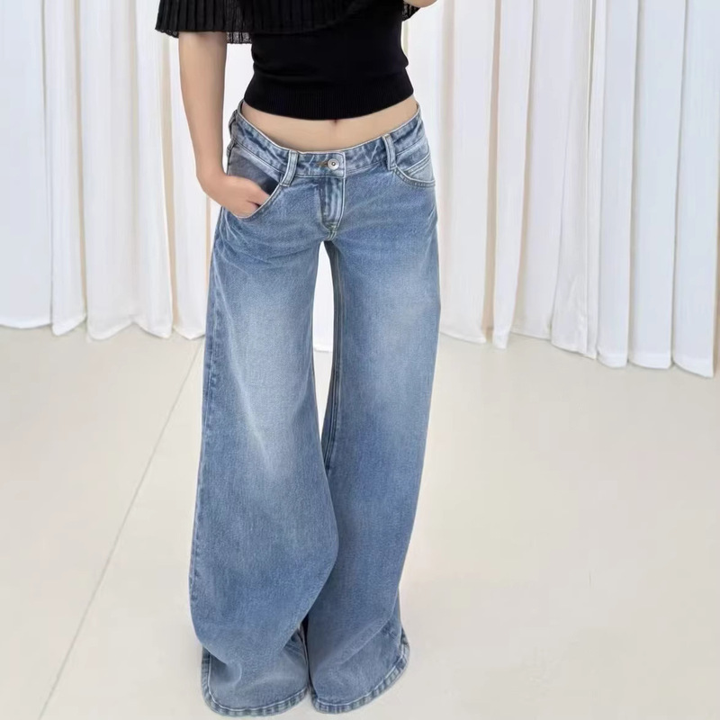 Authentic Replica of "Yuppie" Low-Waist Flared Jeans, Raw Denim/Light Blue Authentic Replica of "Yuppie" Low-Waist Flared Jeans, Raw Denim/Light Blue