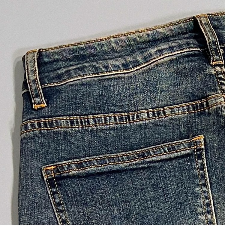 Autumn And Summer New Korean-style Handsome Small-footed Jeans, Slim-fitting, Comfortable, Elastic, Washed And Old-fashioned Nine-point Pants_viptrois.com