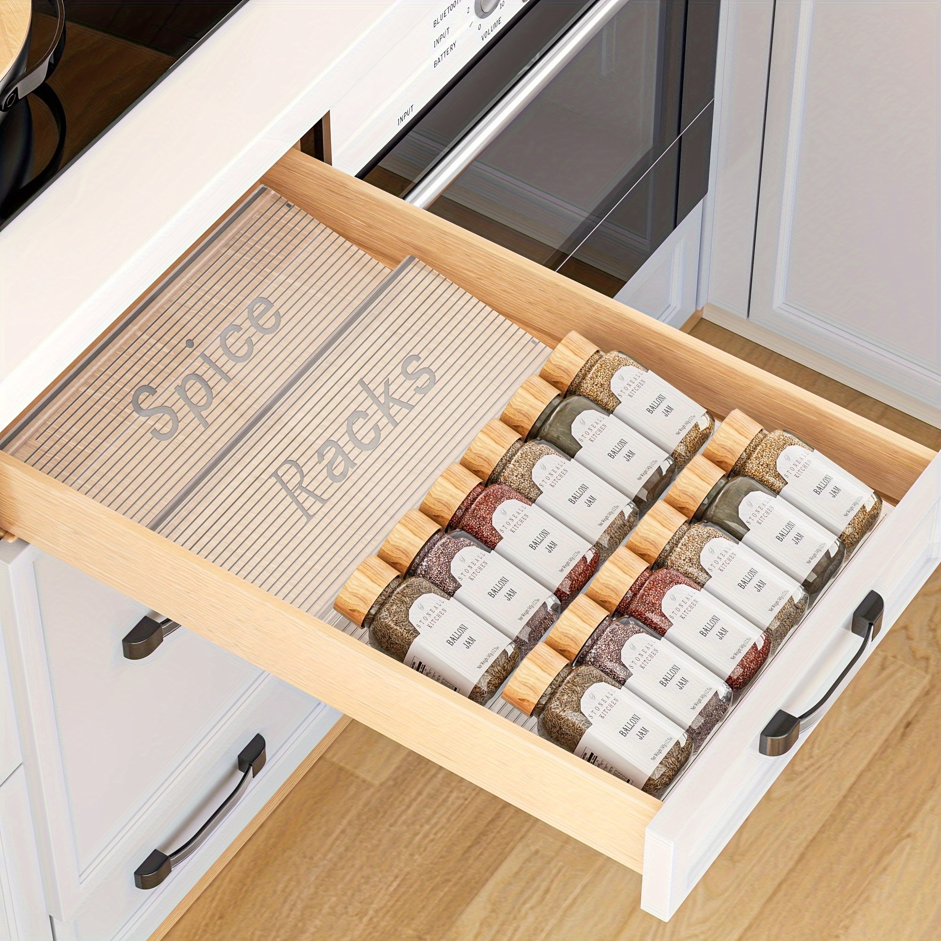 Spice Rack Ladder Spice Rack Stepped Seasoning Rack Kitchen Spice Bottle Seasoning Jar Storage Rack Drawer