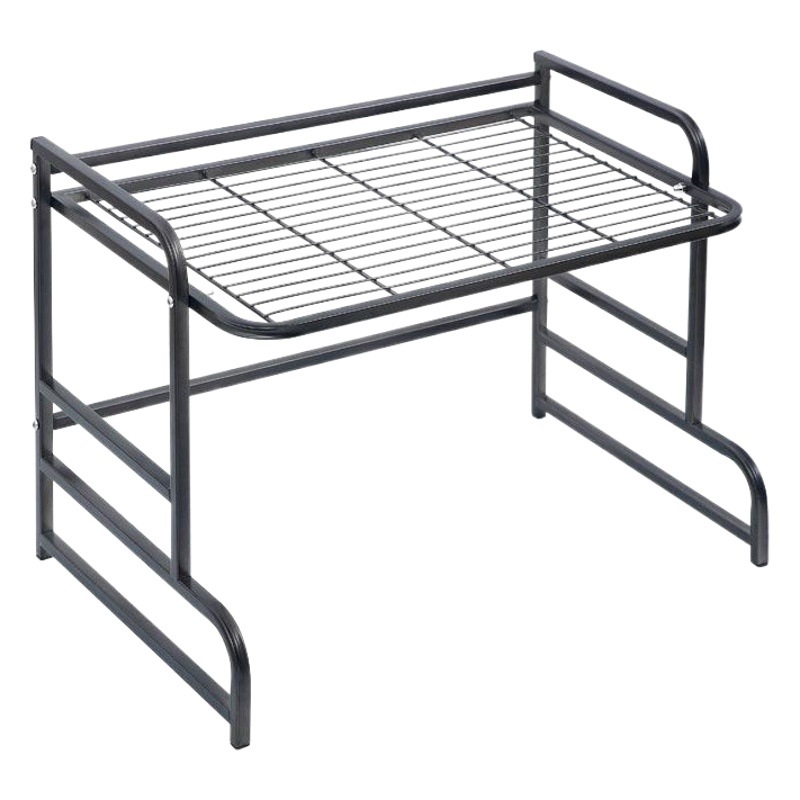 Horno de microondas de acero inoxidable estante de almacenamiento de cocina estante de doble capa mesa de escritorio cocina de arroz horno estante de almacenamiento de horno negro