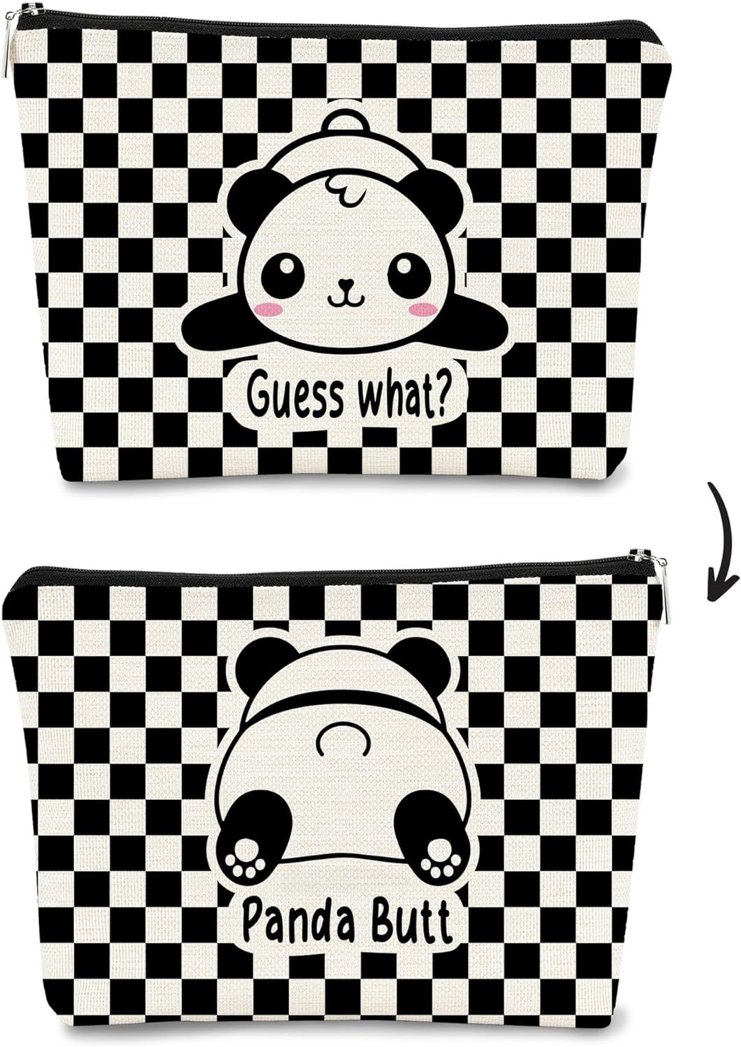 Transfronterizos Amazon brote lindo panda impresión doble cara bolsa de maquillaje bolsa de almacenamiento bolsa de cambio de lino impermeable