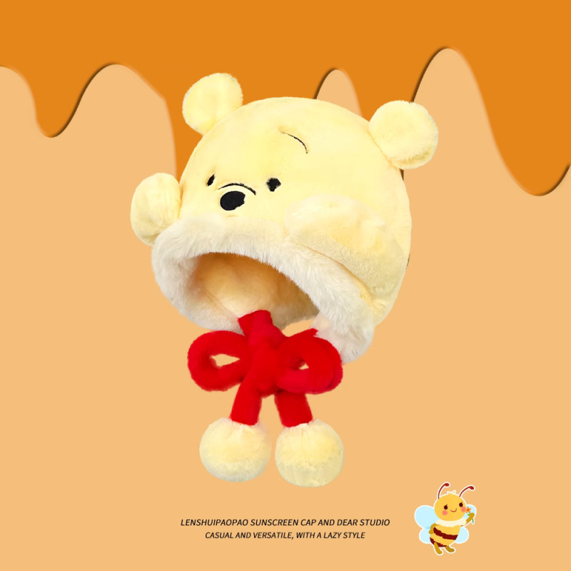 AIWEI MUD BEAR PLUSH LEI FENG HAT 어린이의 가을과 겨울 기모 따뜻한 올 매치 이어 보호 모자 유행 어린이는 입을 수 있습니다.