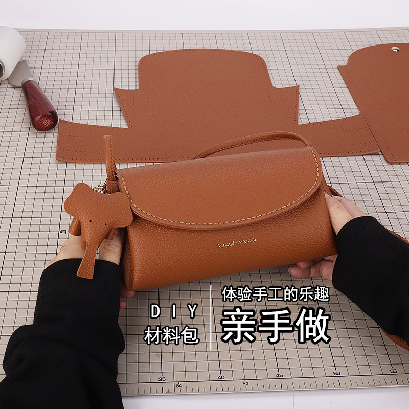 Handmade Woven Bag DIY Self-made Material Bag Elephant Pendant Hand-stitched High-end Texture Simple Women's Crossbody Bag Handmade Woven Bag DIY Self-made Material Bag Elephant Pendant Hand-stitched High-end Texture Simple Women's Crossbody Bag