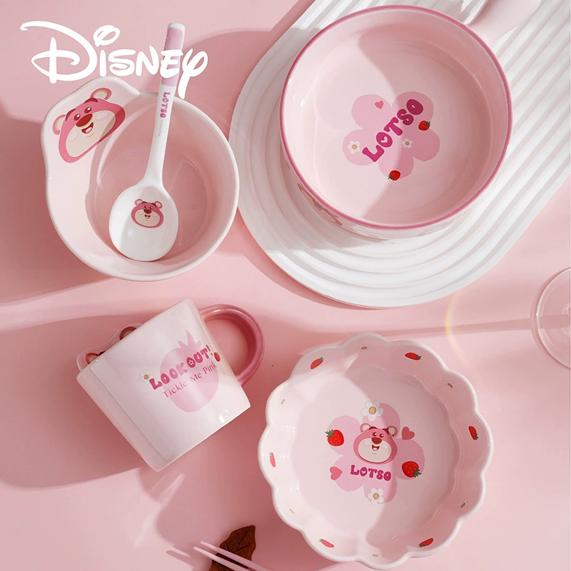 Ceramic Tableware (Disney) Strawberry Bear Spoon & Bowl Set, Handle Mug, Gift Box