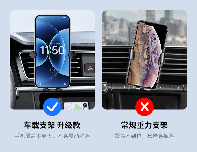 Cute car phone holder for women, car navigation support stand, car air vent simple clamp holder for ladies