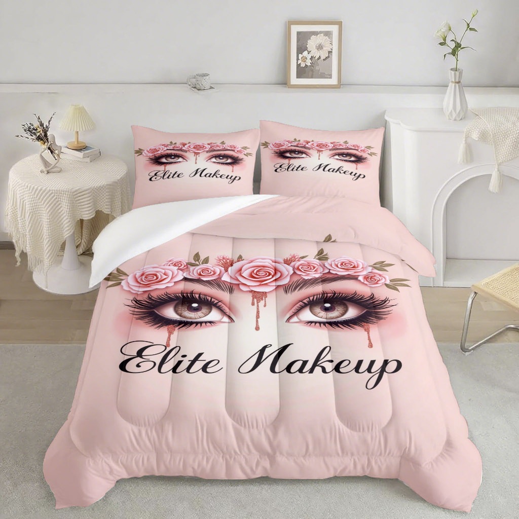 TEMU / JIT nuevo producto abstracto encantador pestañas impresión digital 3D 180gms funda de almohada set de ropa de cama