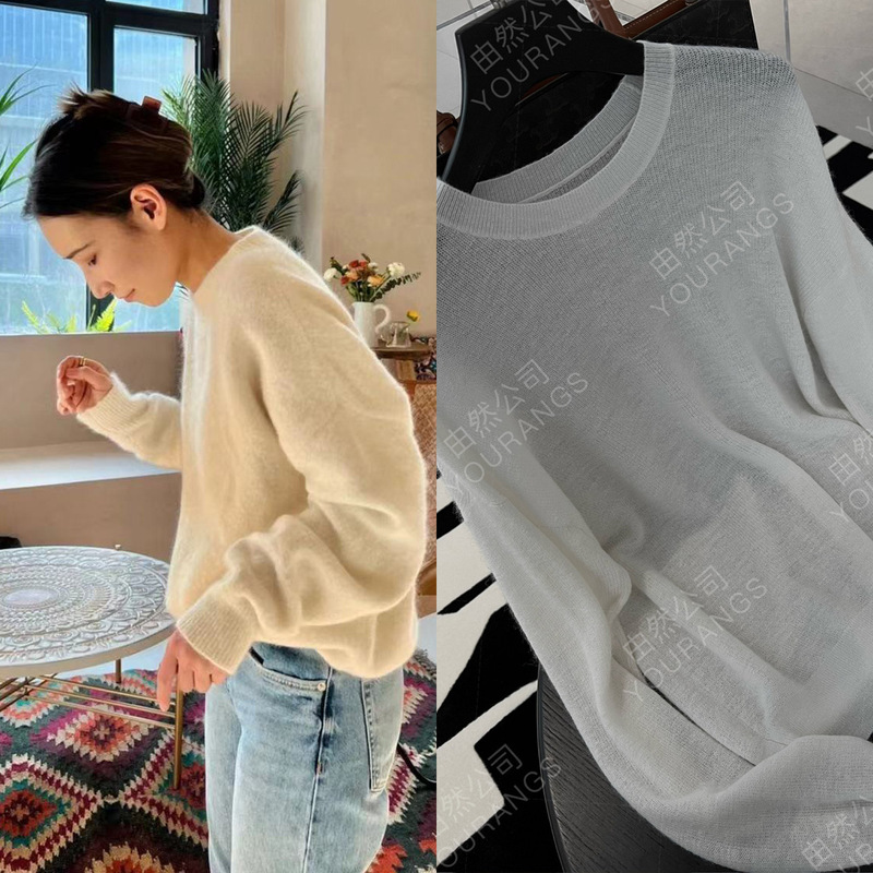 【Clearance Sale 160】Angora Ultra-Fine Alpaca Wool Color-Spun Round Neck Oversized Knit Sweater 【Clearance Sale 160】Angora Ultra-Fine Alpaca Wool Color-Spun Round Neck Oversized Knit Sweater