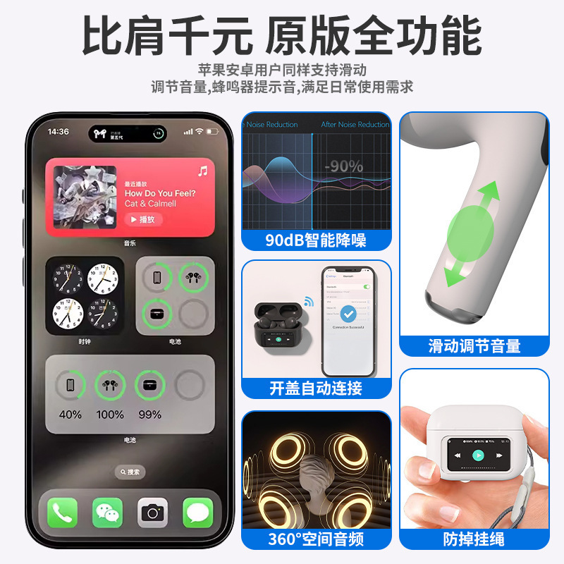 新しくアップグレードされた第 5 世代 A9 Pro ワイヤレス Bluetooth ヘッドセット、スマート タッチ カラー スクリーン、アクティブ ノイズ リダクション、クロスボーダー、長いバッテリー寿命|undefined