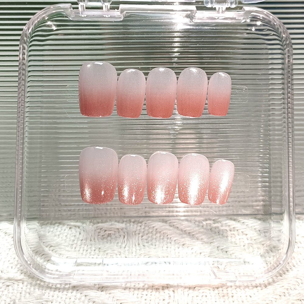 10 piezas de código dividido moda de uñas de vestir hechas a mano degradado polvo ojo de gato uñas uñas al por mayor pegatinas de uñas simples y suaves image 7