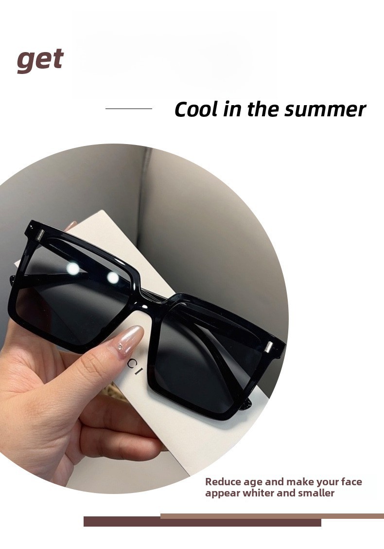 New Large Frame Trendy Internet Celebrous Sunglasses Little Red Book Women's High Sense Box Sunglasses Shake Tone Same Style UV Protection_voghion.com